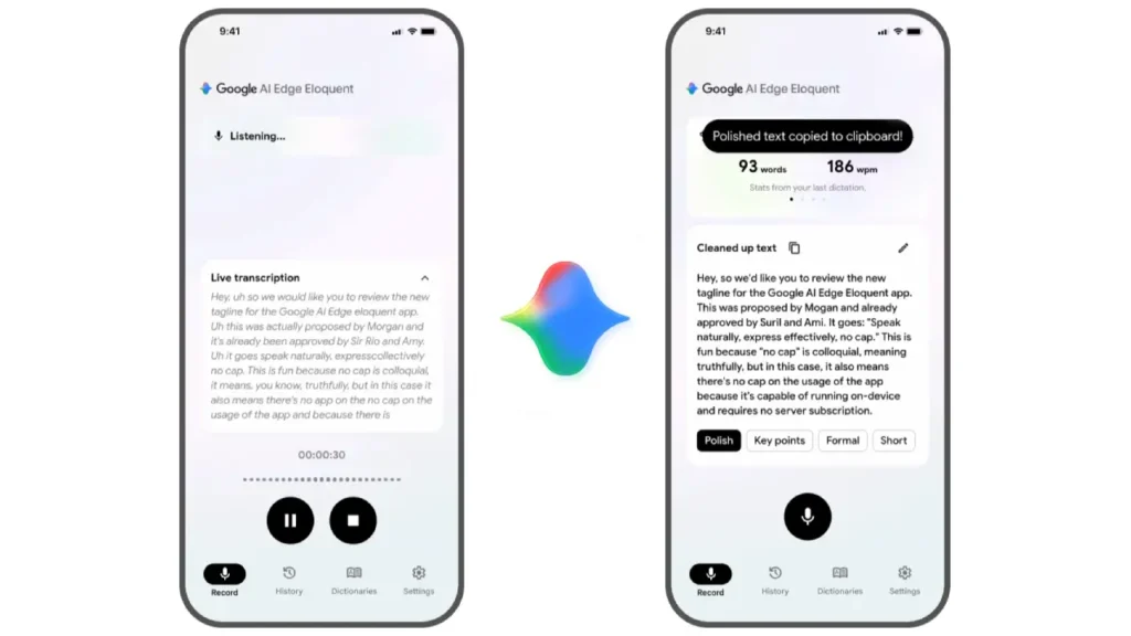 Google AI Edge Eloquent - Live Processing